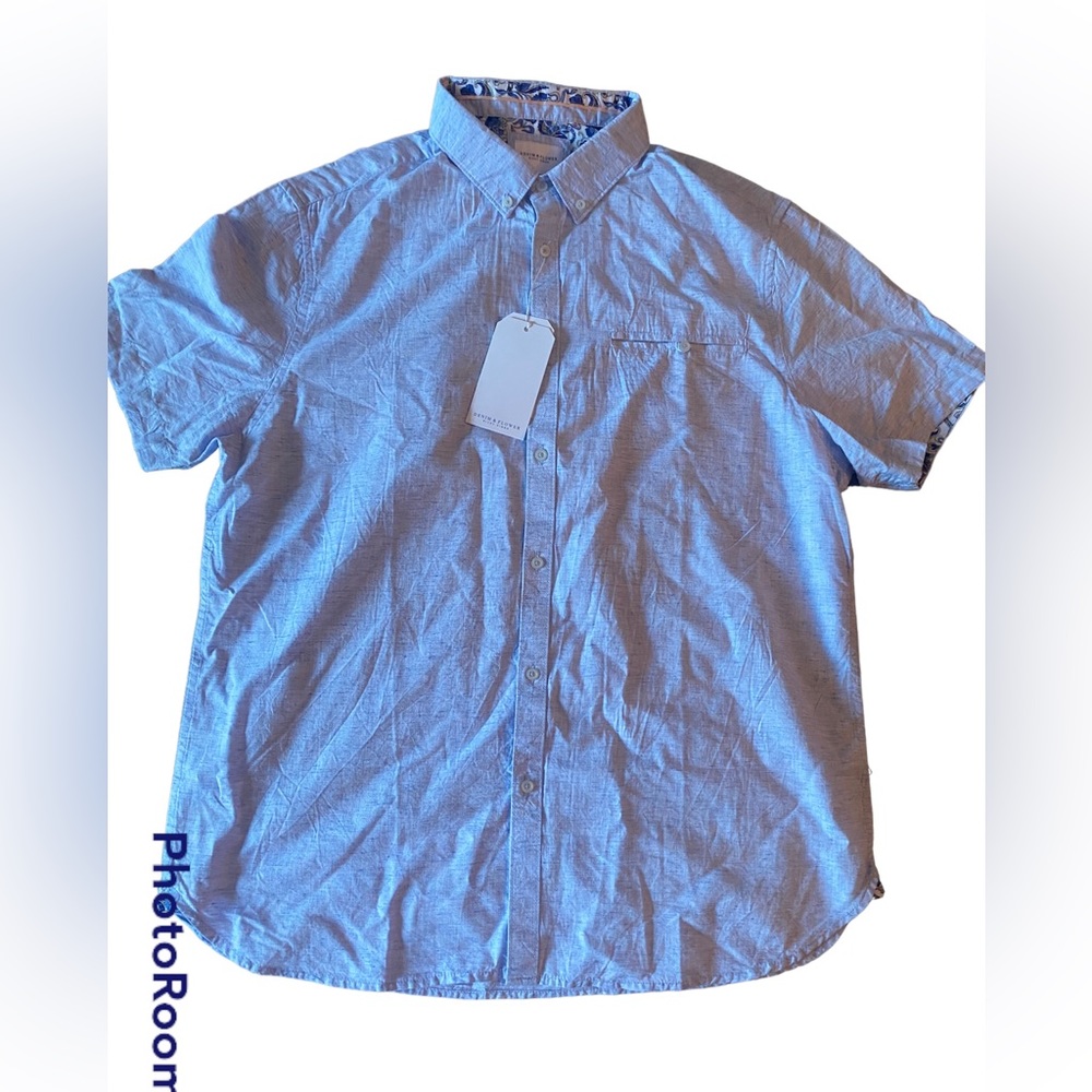 Denim & Flower Ricky Singh blue men button up shirt NWT